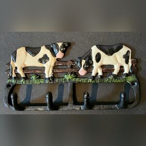 Cast Iron Handpainted Cow Wall Hook